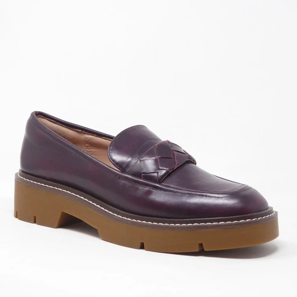 Nordstrom Women Notorie-Lea Loafers Burgundy Leather Lug Sole 9M